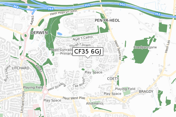 CF35 6GJ map - small scale - OS Open Zoomstack (Ordnance Survey)