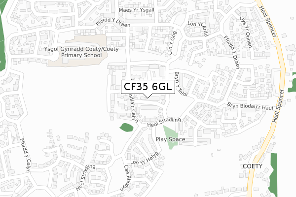 CF35 6GL map - large scale - OS Open Zoomstack (Ordnance Survey)