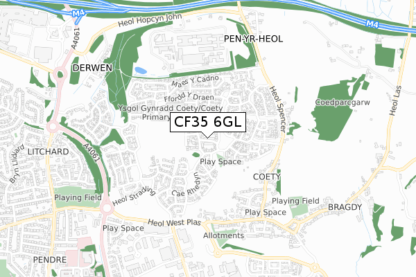 CF35 6GL map - small scale - OS Open Zoomstack (Ordnance Survey)