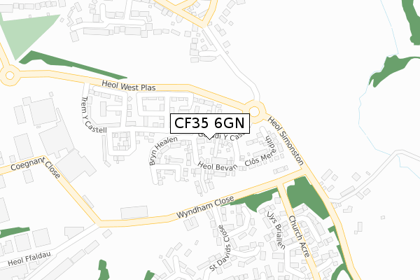 CF35 6GN map - large scale - OS Open Zoomstack (Ordnance Survey)