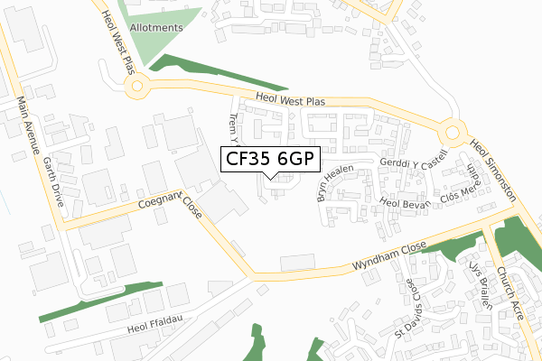 CF35 6GP map - large scale - OS Open Zoomstack (Ordnance Survey)