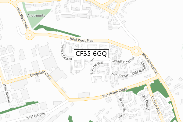 CF35 6GQ map - large scale - OS Open Zoomstack (Ordnance Survey)