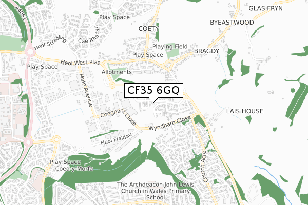 CF35 6GQ map - small scale - OS Open Zoomstack (Ordnance Survey)