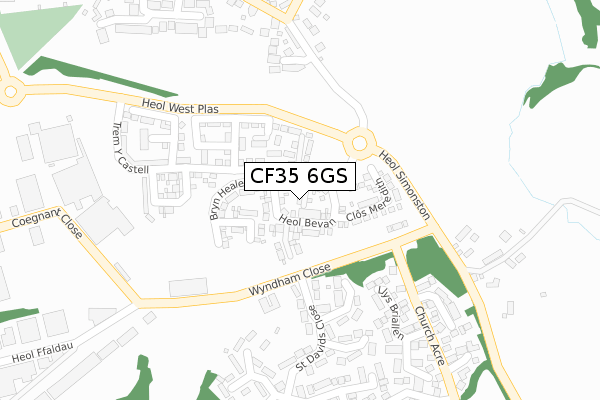 CF35 6GS map - large scale - OS Open Zoomstack (Ordnance Survey)