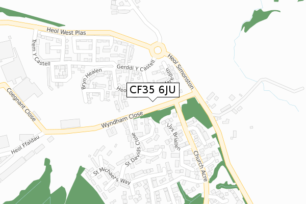 CF35 6JU map - large scale - OS Open Zoomstack (Ordnance Survey)