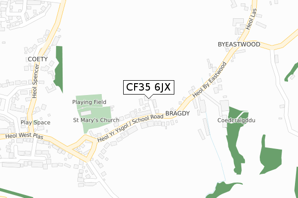 CF35 6JX map - large scale - OS Open Zoomstack (Ordnance Survey)