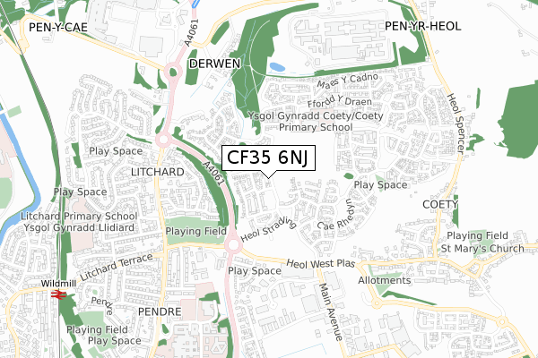 CF35 6NJ map - small scale - OS Open Zoomstack (Ordnance Survey)