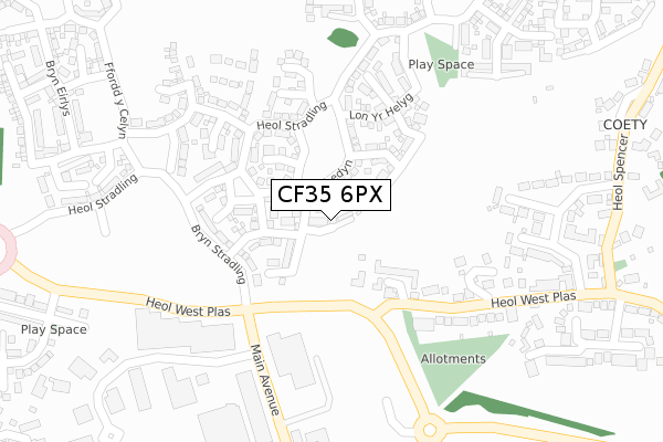 CF35 6PX map - large scale - OS Open Zoomstack (Ordnance Survey)