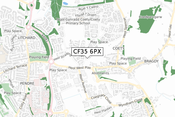 CF35 6PX map - small scale - OS Open Zoomstack (Ordnance Survey)