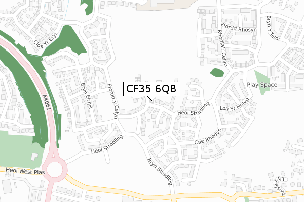 CF35 6QB map - large scale - OS Open Zoomstack (Ordnance Survey)