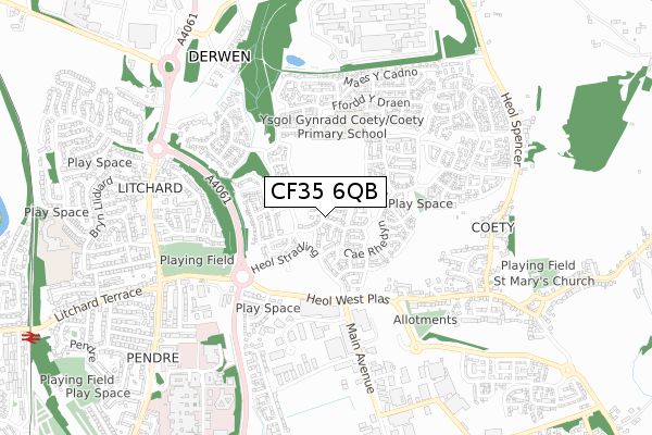 CF35 6QB map - small scale - OS Open Zoomstack (Ordnance Survey)