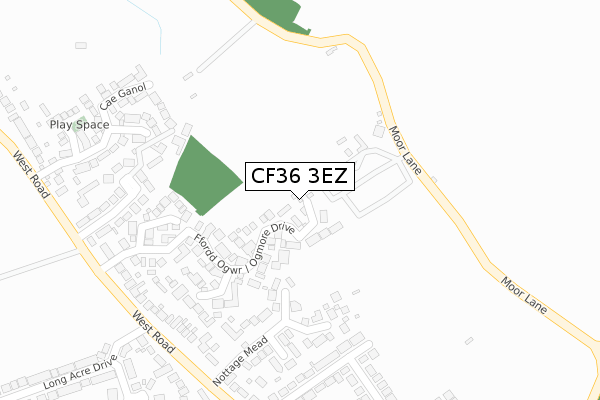 CF36 3EZ map - large scale - OS Open Zoomstack (Ordnance Survey)