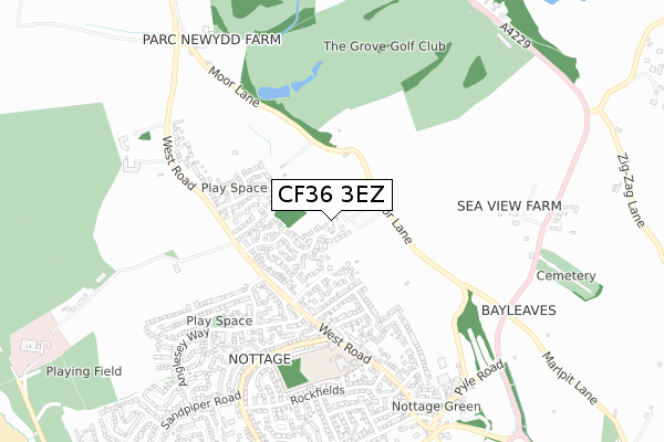 CF36 3EZ map - small scale - OS Open Zoomstack (Ordnance Survey)