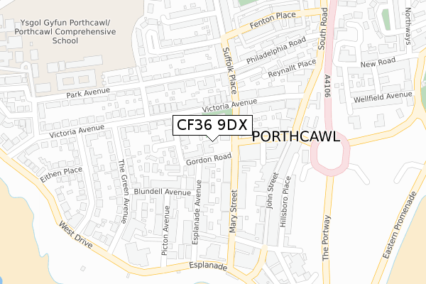 CF36 9DX map - large scale - OS Open Zoomstack (Ordnance Survey)