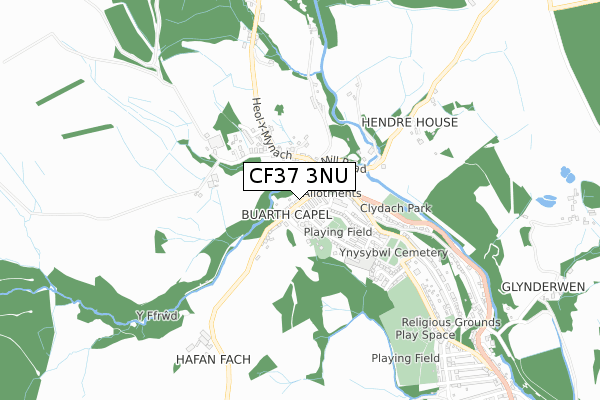 CF37 3NU map - small scale - OS Open Zoomstack (Ordnance Survey)