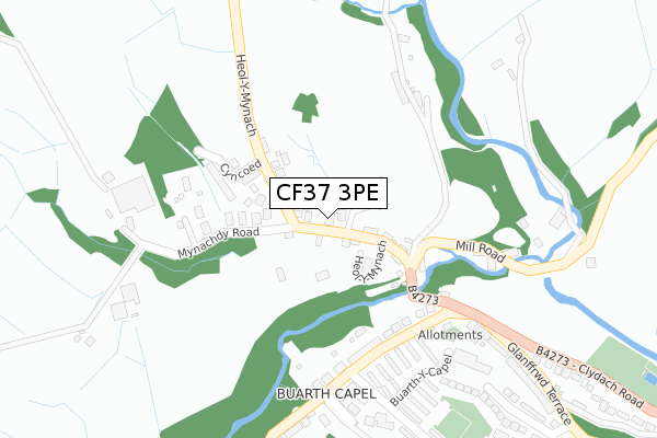 CF37 3PE map - large scale - OS Open Zoomstack (Ordnance Survey)