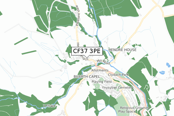 CF37 3PE map - small scale - OS Open Zoomstack (Ordnance Survey)