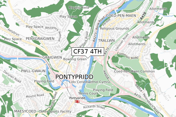 CF37 4TH map - small scale - OS Open Zoomstack (Ordnance Survey)