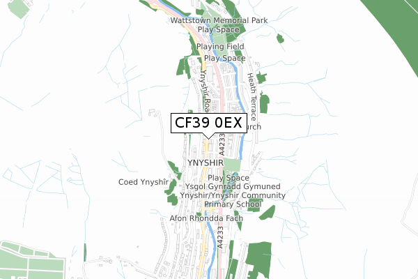 CF39 0EX map - small scale - OS Open Zoomstack (Ordnance Survey)