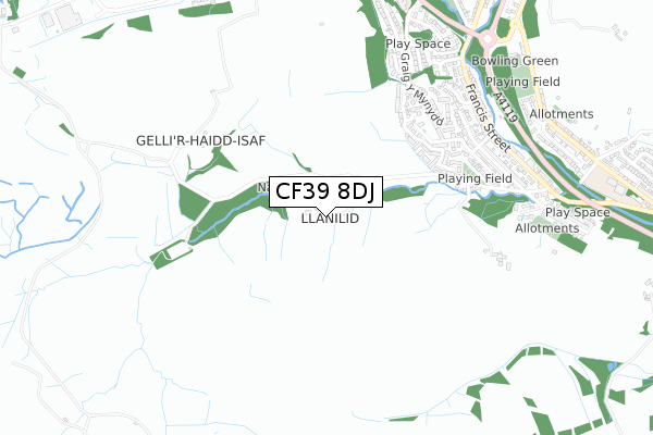 CF39 8DJ map - small scale - OS Open Zoomstack (Ordnance Survey)