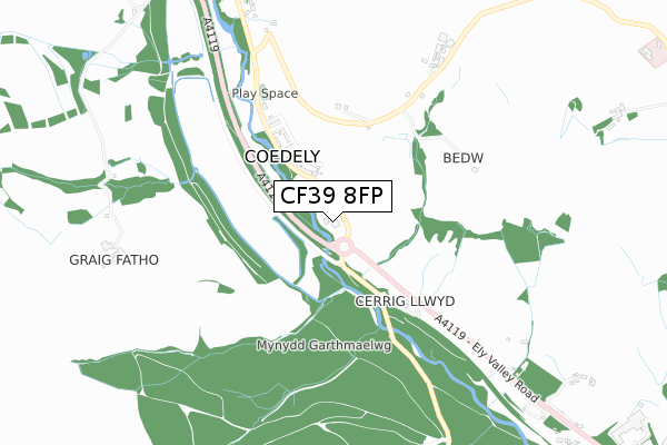 CF39 8FP map - small scale - OS Open Zoomstack (Ordnance Survey)