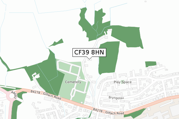 CF39 8HN map - large scale - OS Open Zoomstack (Ordnance Survey)