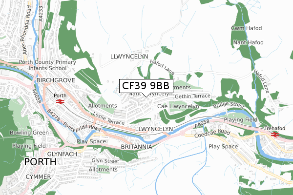 CF39 9BB map - small scale - OS Open Zoomstack (Ordnance Survey)