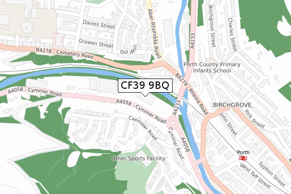 CF39 9BQ map - large scale - OS Open Zoomstack (Ordnance Survey)