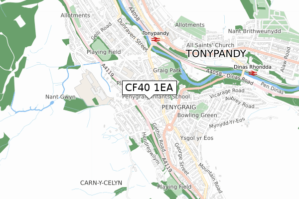 CF40 1EA map - small scale - OS Open Zoomstack (Ordnance Survey)