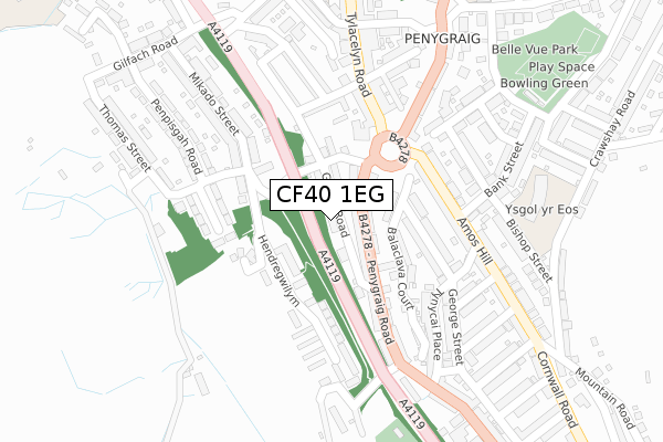 CF40 1EG map - large scale - OS Open Zoomstack (Ordnance Survey)