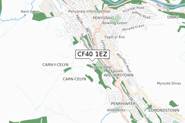 CF40 1EZ map - small scale - OS Open Zoomstack (Ordnance Survey)