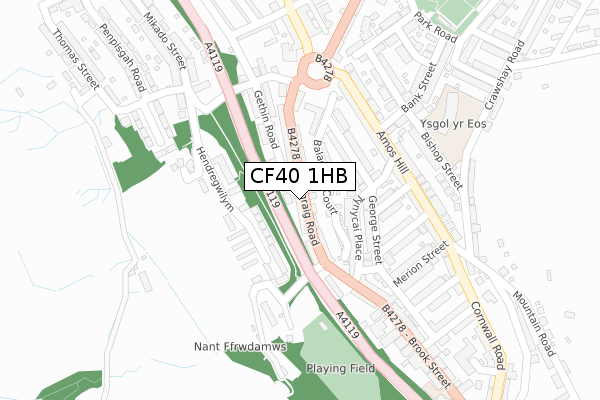 CF40 1HB map - large scale - OS Open Zoomstack (Ordnance Survey)