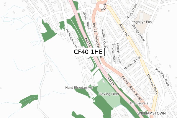 CF40 1HE map - large scale - OS Open Zoomstack (Ordnance Survey)