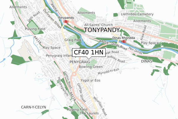 CF40 1HN map - small scale - OS Open Zoomstack (Ordnance Survey)