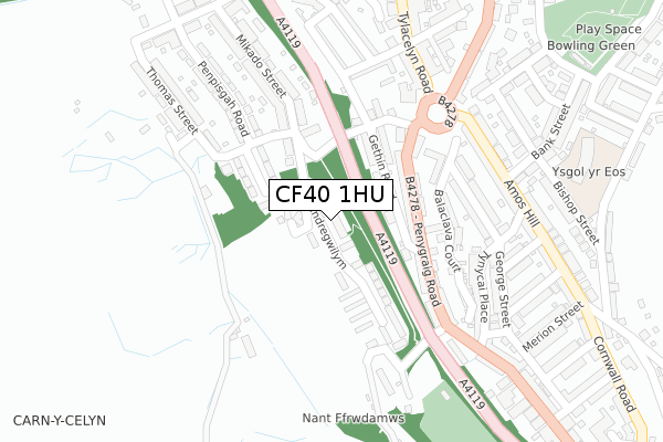 CF40 1HU map - large scale - OS Open Zoomstack (Ordnance Survey)