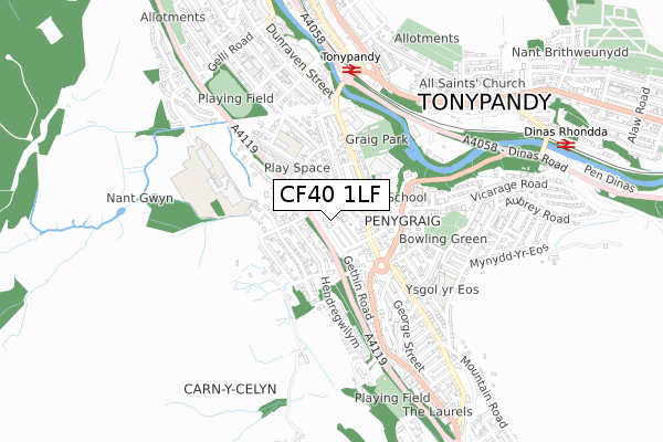 CF40 1LF map - small scale - OS Open Zoomstack (Ordnance Survey)