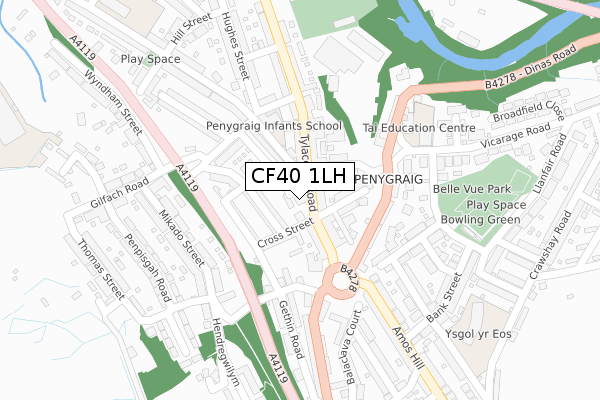 CF40 1LH map - large scale - OS Open Zoomstack (Ordnance Survey)