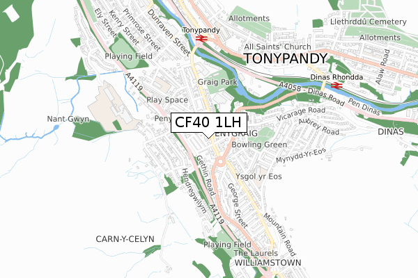 CF40 1LH map - small scale - OS Open Zoomstack (Ordnance Survey)