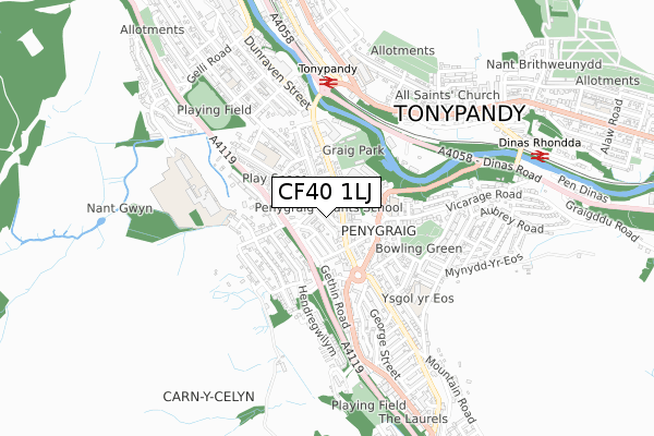 CF40 1LJ map - small scale - OS Open Zoomstack (Ordnance Survey)