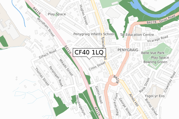 CF40 1LQ map - large scale - OS Open Zoomstack (Ordnance Survey)