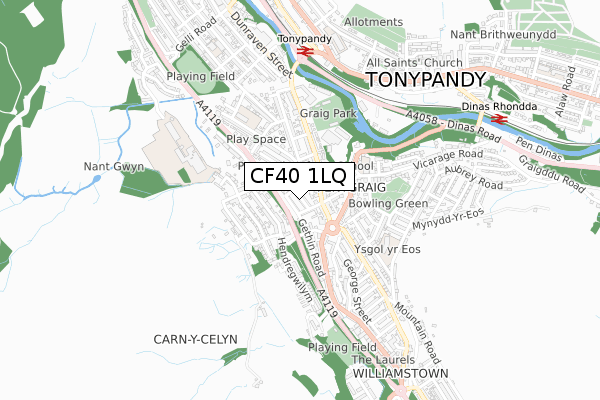 CF40 1LQ map - small scale - OS Open Zoomstack (Ordnance Survey)