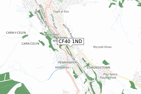 CF40 1ND map - small scale - OS Open Zoomstack (Ordnance Survey)