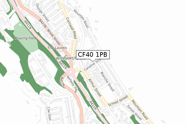 CF40 1PB map - large scale - OS Open Zoomstack (Ordnance Survey)