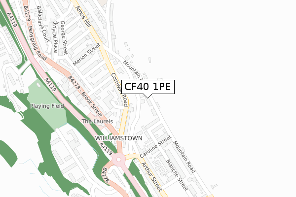 CF40 1PE map - large scale - OS Open Zoomstack (Ordnance Survey)