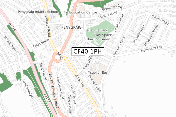 CF40 1PH map - large scale - OS Open Zoomstack (Ordnance Survey)