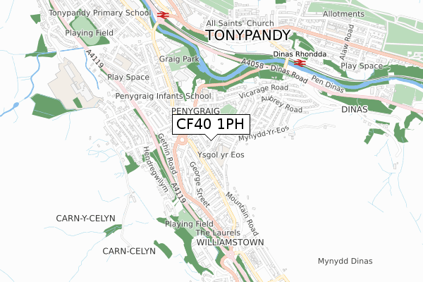 CF40 1PH map - small scale - OS Open Zoomstack (Ordnance Survey)