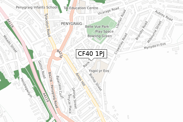 CF40 1PJ map - large scale - OS Open Zoomstack (Ordnance Survey)