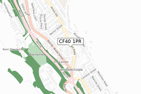 CF40 1PR map - large scale - OS Open Zoomstack (Ordnance Survey)