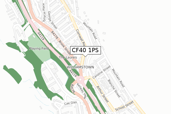 CF40 1PS map - large scale - OS Open Zoomstack (Ordnance Survey)