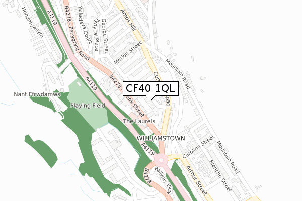 CF40 1QL map - large scale - OS Open Zoomstack (Ordnance Survey)